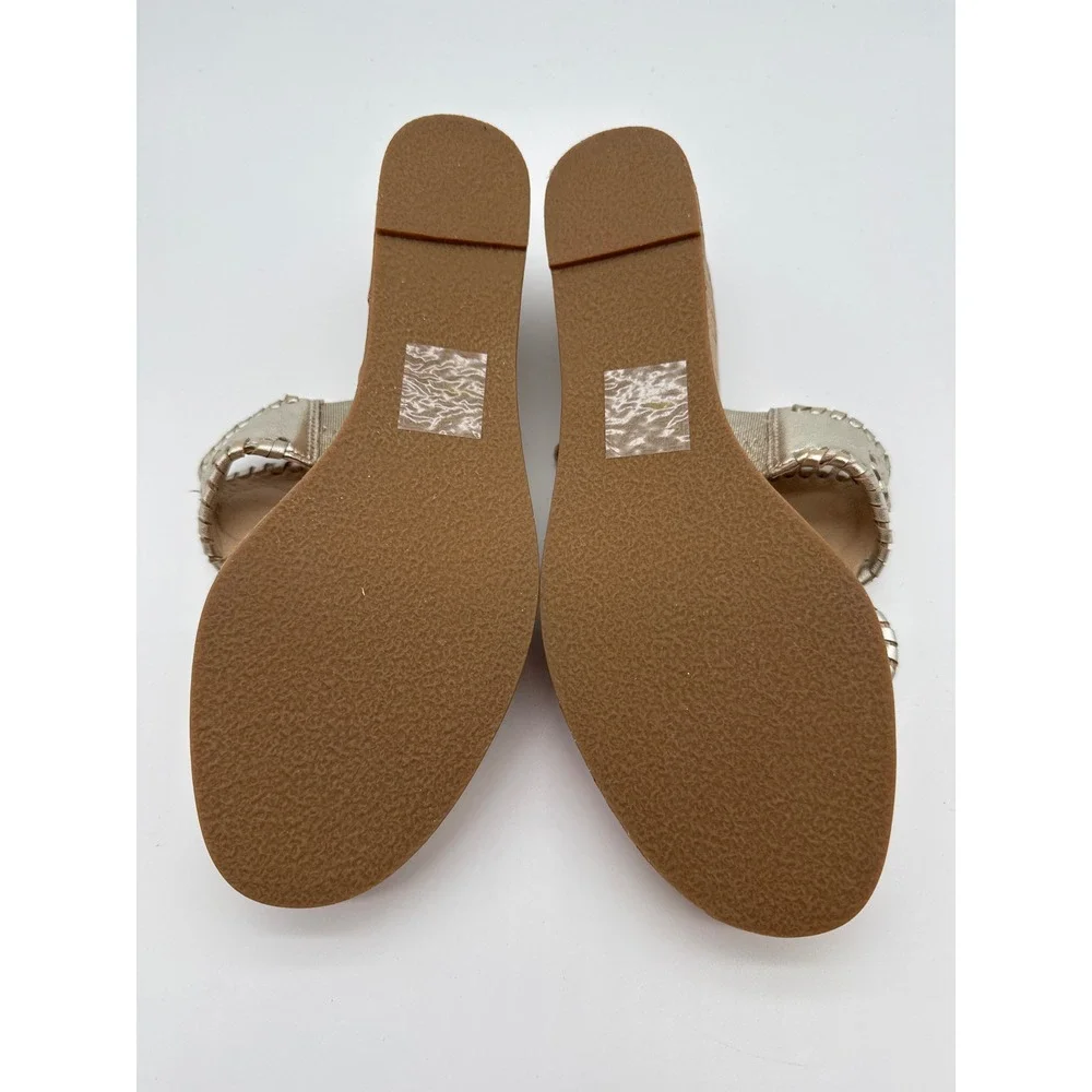 Jack Rogers Jacks Mid Wedge Sandals Platinum Gold Metallic Cork Heel Womens 7M